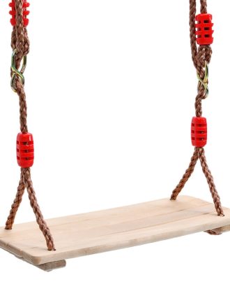 Adult Children Indoor Outdoor Wooden Swing Four Plank Swing,Random Color Delivery（Red)