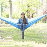 Outdoor Hammock Nylon Parachute Cloth Travel Camping Swing, Style: 3m x 2m (Sky Blue+Royal Blue)