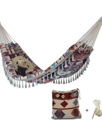 Jacquard Canvas Double Plus Hammock Outdoor Indoor Tassel Hammock(705)