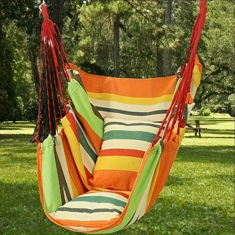 Outdoor Hammock Hanging Chair Fabric Swing Without Pillow And Cushion(Yellow) - Image 2
