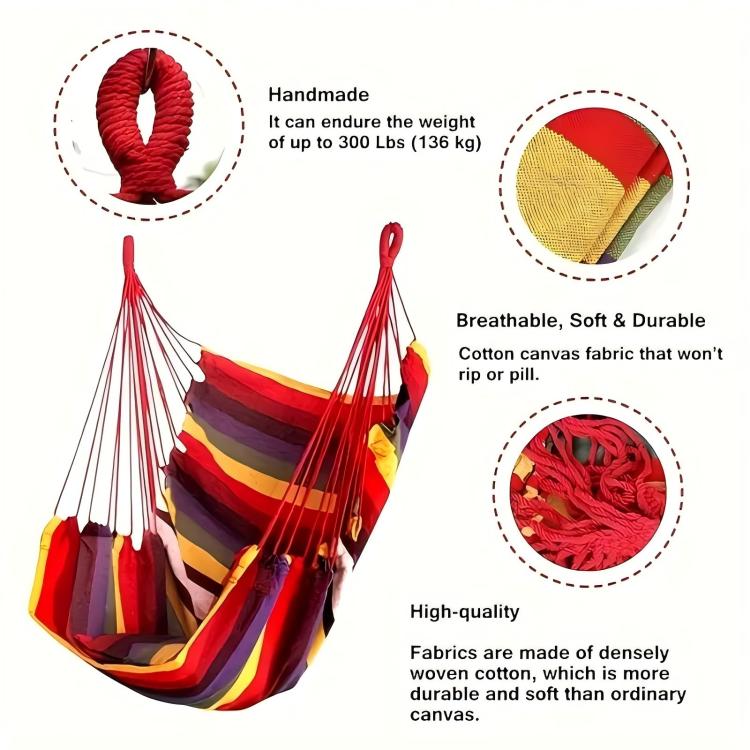 Outdoor Hammock Hanging Chair Fabric Swing Without Pillow And Cushion(Red) - Image 4