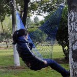 Hanging Nylon Mesh Rope Hammock Sleeping Hanging Bed (Dark Blue)