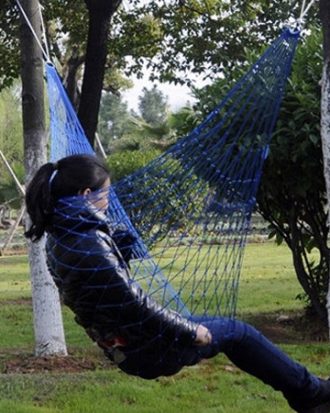 Hanging Nylon Mesh Rope Hammock Sleeping Hanging Bed (Dark Blue)